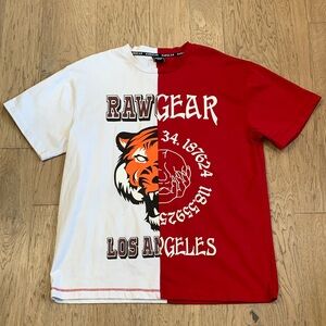NWOT RAWGEAR Oversized Half-and-Half Tiger Graphic Tee Size Medium